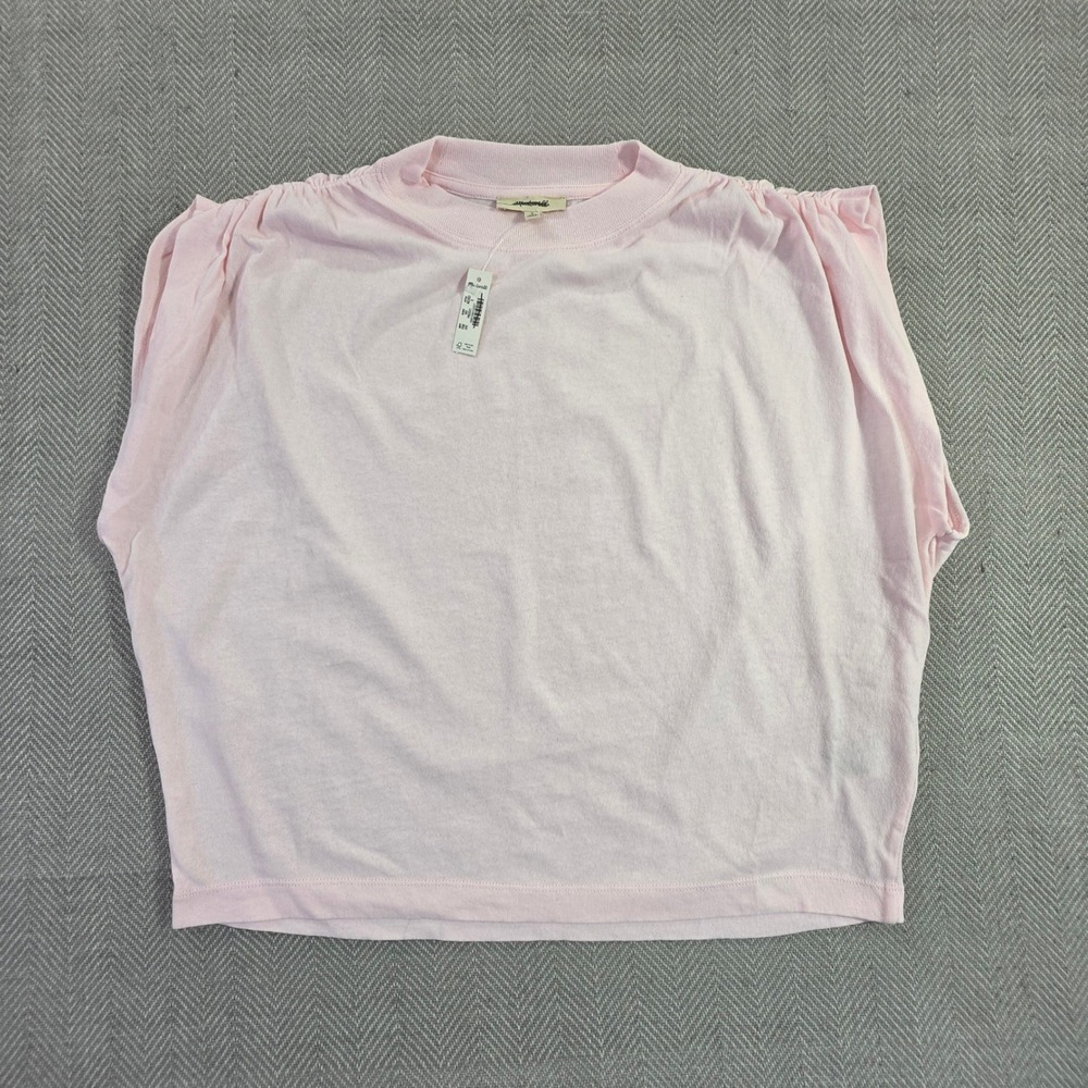 Madewell Pink Puff Sleeve Muscle Tee NZ393 Recycled Cotton Blend Small NWT
